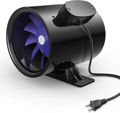 iPower Ventilador de refuerzo de ventilación de 6 pulgadas y 300 CFM con cable de alimentación a tierra, soplador de escape silencioso en línea para