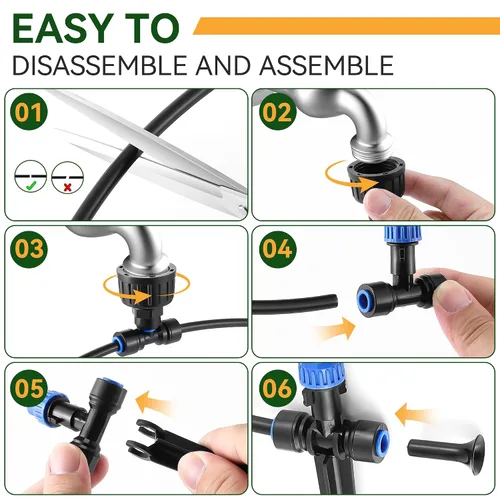 Miniatura 6 de Meonum Sistema de riego de invernadero de 65 pies, conector rápido, sistema de riego automático de niebla con tubo en blanco de 1/4 pulgadas