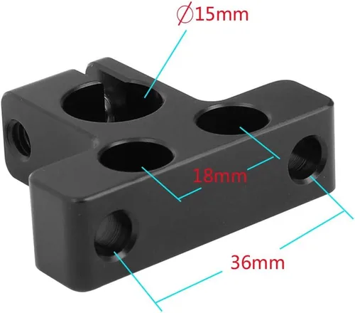 Miniatura 3 de CAMVATE Abrazadera de varilla simple de 0.591 in con puntos de montaje sin roscar de 1/4 "-20 - 2318