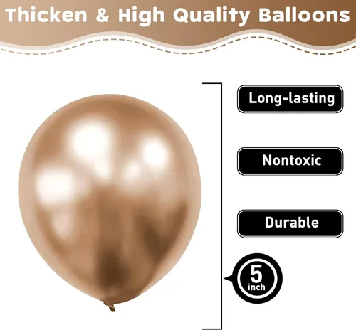 Miniatura 5 de Globos dorados champán, 60 globos pequeños de látex champán metálico de 5 pulgadas para arco de guirnalda de globos, globos cromados y champán de 5