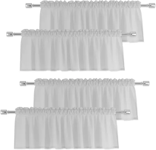 Miniatura 24 de Cenefas traslúcidas beige de 18 pulgadas, cortinas para ventana de sala de estar, dormitorio, cocina, mini paneles de cortina cortos pequeños