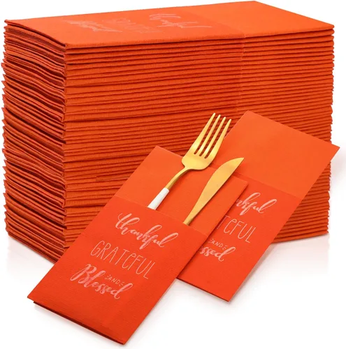Tenceur 25 servilletas desechables de papel para invitados de Acción de Gracias, color naranja quemado, servilletas de regalo de amigos, servilletas