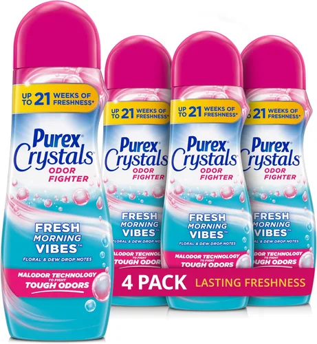 Miniatura 13 de Purex Crystals Reforzador de aroma en el lavado, Fabulosamente Fresco, 21 oz (Paquete de 4), Tecnología de frescura duradera y eliminación de olores