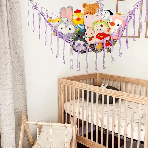 Miniatura 5 de Hamaca de red de animales de peluche para juguetes de peluche, red de peluche para decoración de habitación de niños, almacenamiento de animales