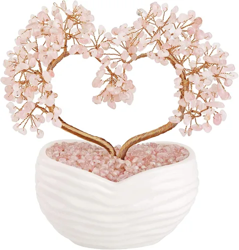 Miniatura 10 de GEHECRST Árbol de aventurina verde con cristales curativos de corazón, árbol de dinero, piedras preciosas de reiki, árboles bonsái de cuarzo, adorno