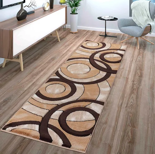 Miniatura 20 de GLORY RUGS Alfombra de área 2x3 marrón, tapete para puerta, círculos modernos, suave, alfombra de piso contemporánea con textura esponjosa