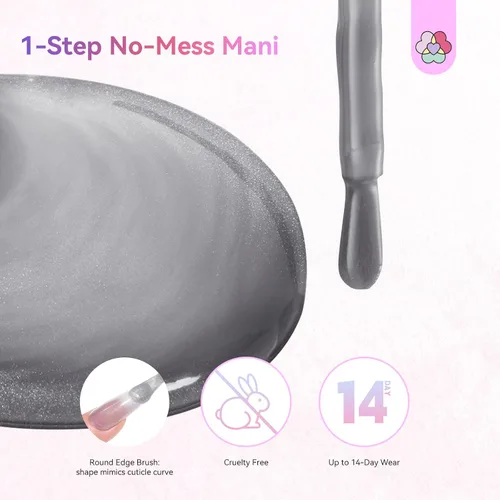Miniatura 4 de SAVILAND Glazed Nails - Esmalte de uñas de gel de un solo paso: 0.5 onzas de esmalte de gel de ojo de gato, bolígrafo de arte 5 en 1 Jelly Silver