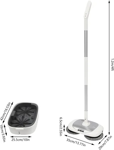 Miniatura 3 de Trapeador eléctrico con cubo de limpieza, pulidor de piso inalámbrico, paquete de 4 almohadillas para trapeador, limpieza automática, hasta 100