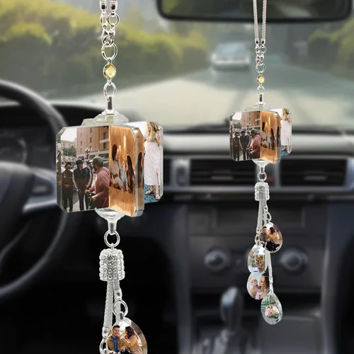 Miniatura 9 de Accesorios de coche colgantes de cristal con foto personalizada para mujeres y hombres, imágenes personalizadas para espejo retrovisor del Style 17