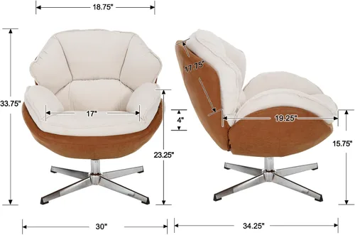 Miniatura 2 de BESTANO Silla giratoria de acento tapizada de chenilla, moderna silla de sala de estar con respaldo, base de metal de 360 grados, silla de lectura