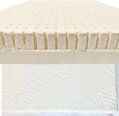 Miniatura 6 de Cubrecolchón de látex orgánico de doble zona de 2 pulgadas con funda gris jaspeado con cremallera (individual, suave y firme), certificado GOTS &