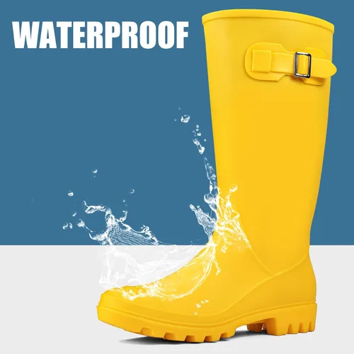 Miniatura 2 de DKSUKO Women's Tall Rain Boots Garden Boots Waterproof Wellington Rubber Boots