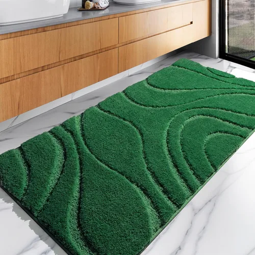 Miniatura 12 de DEXDE Alfombras de baño de 24 x 60 pulgadas, ultra suaves y absorbentes de agua, antideslizantes, de secado rápido, lavables a máquina, tapetes Negro