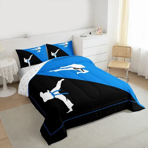 Miniatura 6 de Castle Fairy Juego de edredón de Taekwondo, juego de ropa de cama de estilo japonés para niños, niñas, mujeres, adultos, edredón de kungfu Kungfu 03
