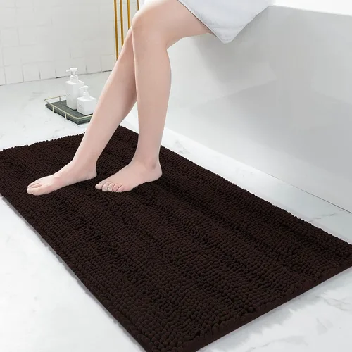 Miniatura 56 de Grandaily Alfombras de baño de felpilla a rayas de 24 x 16 pulgadas, extra gruesas y suaves, absorbentes, parte trasera de goma, alfombra de ducha