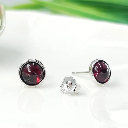 Miniatura 99 de Pendientes naturales de 0.236 in con chapado en oro blanco sobre plata de ley, bisel cabujón de piedras preciosas regalo de joyería para ella