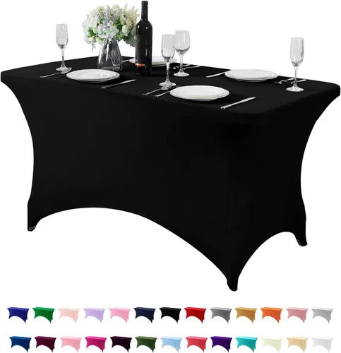 Miniatura 22 de Mantel de elastano para mesas de 4, 6 u 8 pies, mantel elástico universal ajustable para fiestas, banquetes, bodas y eventos - Verde manzana