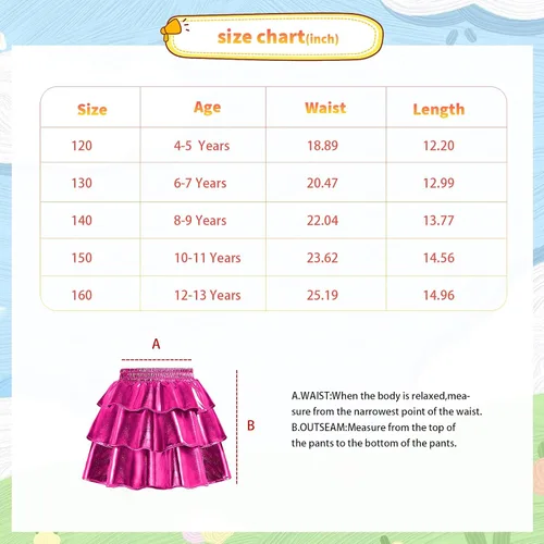 Miniatura 7 de techcity Falda metálica brillante de 3 capas con volantes para niñas, ropa de disfraz de fiesta de baile para niñas de 4 a 13 años con gafas