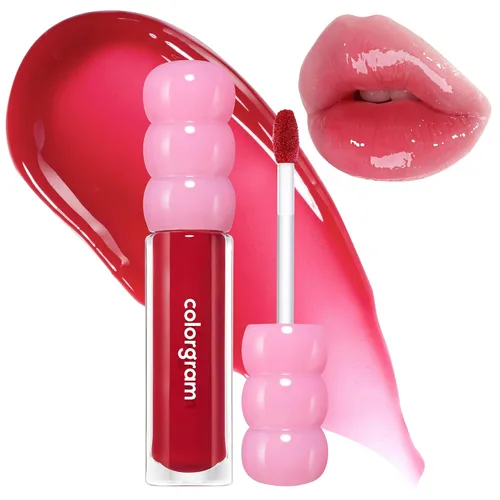 Miniatura 26 de COLORGRAM FRUITY GLASS GLOSS 01 GRAPE BLACK Brillo labial brillante no pegajoso con brillo similar al vidrio Lápiz labial hidratante de larga