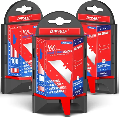 Miniatura 9 de DIYSELF Paquete de 50 Cuchillas para Cuchillo Utilitario, Cuchillas Cortadoras de Caja de Acero SK5 con Dispensador, Cuchillas Estándar