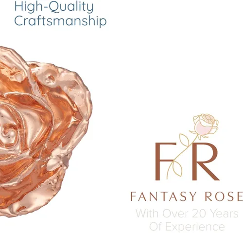 Miniatura 6 de Fantasy Rose Rosa bañada en oro rosa, única y eterna, sumergida a mano en rosa de oro rosa, de 11 a 12 pulgadas