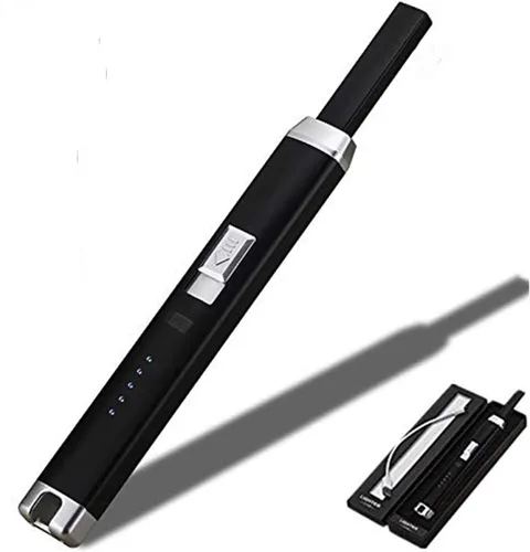 Encendedor de arco de plasma recargable USB con bloqueo de seguridad, indicador de encendido, resistente al viento, negro Negro (balck)