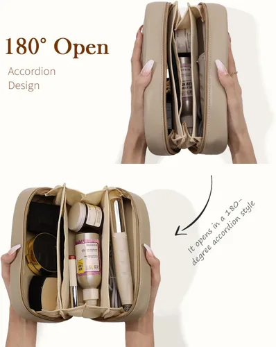 Miniatura 3 de Pocmimut Bolsa de maquillaje, bolsa de maquillaje plana abierta, accesorios para automóvil, organizador de artículos esenciales de viaje