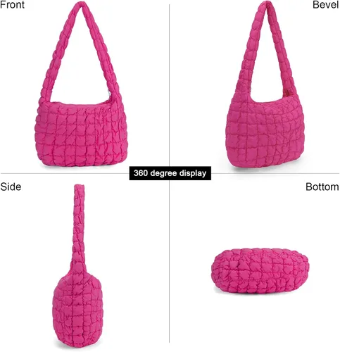 Miniatura 5 de JQWSVE Bolsa de mano acolchada grande para mujer, bolsa acolchada de algodón, bolsa de hombro acolchada