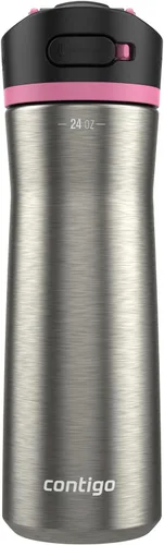 Miniatura 28 de Contigo Ashland 2.0 - Botella de agua a prueba de fugas con bloqueo de tapa y popote inclinado, apta para lavavajillas, tapa intercambiable, 24 Azul
