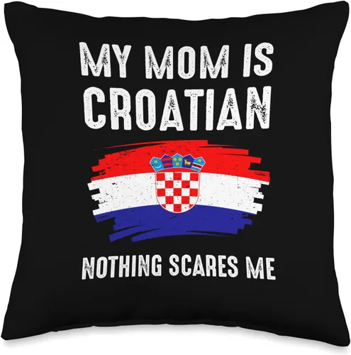 Vintage Mom Croatian Flag Gifts My Mom is Croatian Croatia Pride Flag Heritage Roots - Almohada de 16 x 16 pulgadas, multicolor