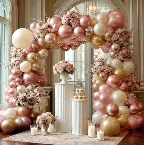 Miniatura 10 de Kit de arco de globos color naranja quemado burdeos, guirnalda de globos de otoño retro boho con crema dorada metálica para otoño, cosecha, Acción