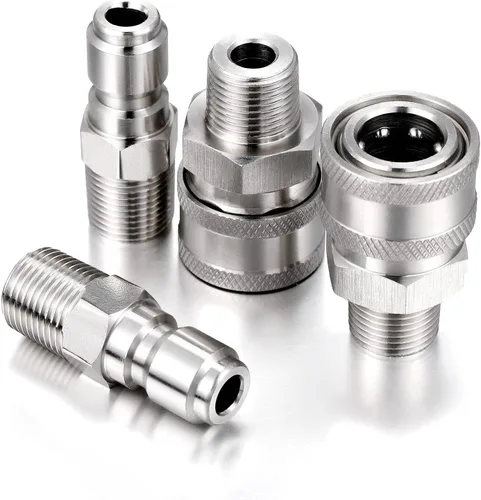 Miniatura 7 de Hotop NPT - Kit de conector rápido macho y hembra de acero inoxidable de 3/8 pulgadas (4 piezas)