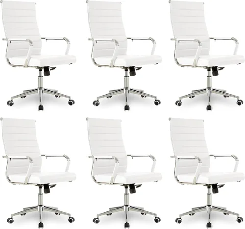 Miniatura 25 de Okeysen Office Desk Chair, Ergonomic Leather Modern Conference Room Chairs, Executive Ribbed Height Adjustable Swivel Rolling Chair for Home Office