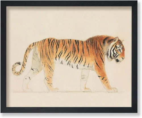 Poster Master Póster Vintage de Tigre - Impresión de Tigre Trote Retro - Arte en Colores Neutros - Regalo para Él, Ella, Veterinario, Amante de los