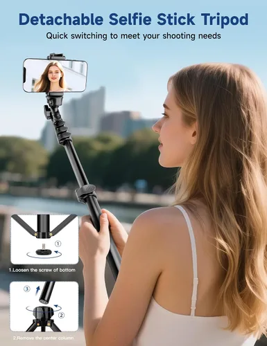 Miniatura 8 de Soporte de trípode para teléfono, trípode de teléfono celular de 85 pulgadas de alto para iPhone con control remoto de cuello de cisne, soporte