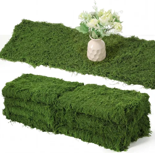 Miniatura 14 de Zeyune 1 camino de mesa de musgo falso para manualidades, rollo de hoja de musgo artificial de 12 x 71 pulgadas, impermeable, para pared, techo