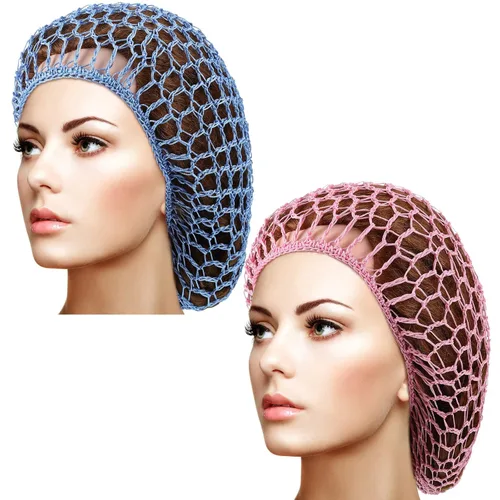 Miniatura 9 de Waydress 2 redes para el cabello para mujeres, trabajadoras de servicio de alimentos para dormir, gorra de pelo largo de malla de ganchillo
