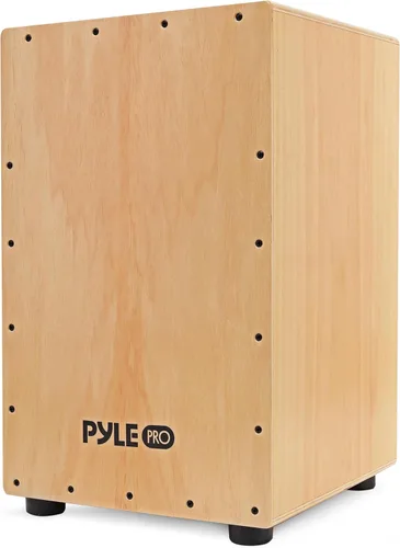 Pyle Caja de percusión de madera de cajón, con cuerdas internas de guitarra, tamaño completo, 12.0 x 12.0 x 18.0 pulgadas (PCJD18)