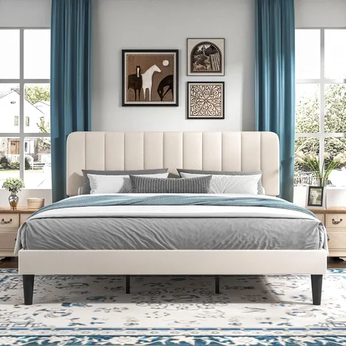 Miniatura 26 de VECELO Marco de Cama Tapizada Tamaño Full con 4 Cajones y Cabecero, Marco de Cama Plataforma de Almacenamiento de Terciopelo, Soporte de Listones
