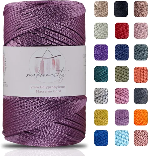 Miniatura 67 de Makromecity, 2 carretes de cordón de macramé de poliéster de 2 mm x 250 yardas (750 pies) de 2 mm de cordón de polipropileno para macramé, ideal
