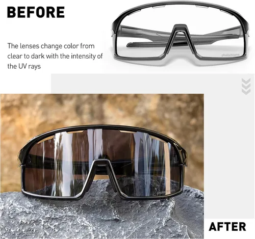 Miniatura 3 de SCVCN Photochromic Cycling Glasses Sport Sunglasses Clear MTB BMX Men Women Running Driving S145 Marco negro