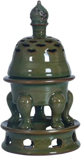 Soporte para quemador de incienso, horno de tres secciones, celadón, reflujo, quemador de incienso, sándalo, horno de incienso para interiores,