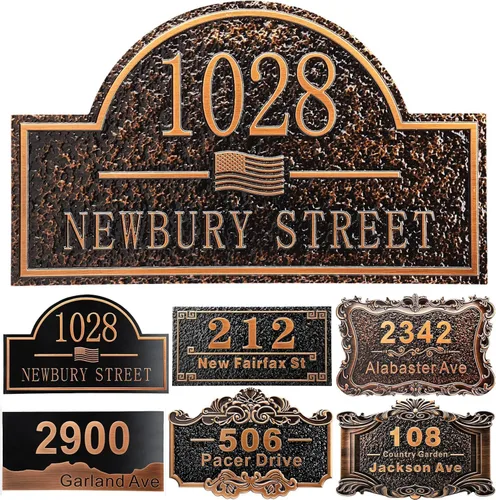 Miniatura 14 de Placa personalizada de dirección de casa de 12 pulgadas, números fundidos para exteriores, placa de señal de dirección personalizada con nombre