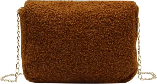Miniatura 3 de RARITYUS Bolso de hombro con estampado de leopardo para mujer, bolso de felpa esponjosa, bolso cruzado de piel sintética con correa de cadena