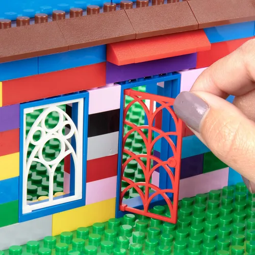 Miniatura 8 de 500 piezas de ladrillos de bloques de construcción para ventanas, puertas y techos, incluye más de 500 piezas de puertas y ventanas únicas