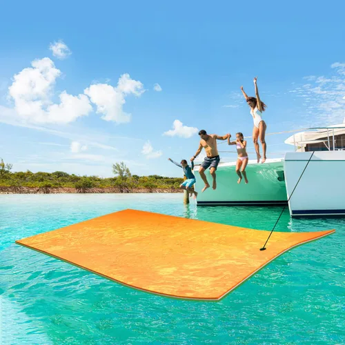 Miniatura 7 de Alfombrilla de agua flotante grande Lily Pad Flotante para lagos Verde y naranja