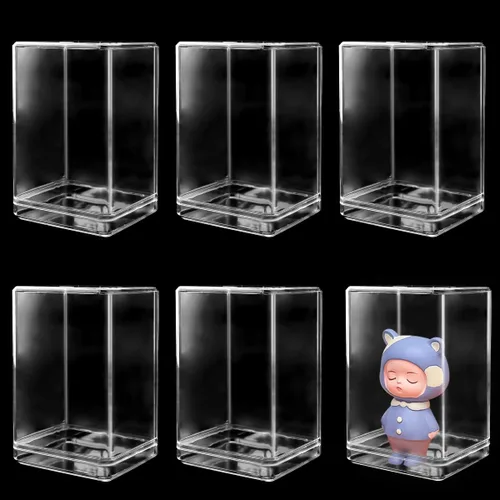 Miniatura 7 de Paquete de 12 vitrinas, escaparate transparente de pie para mini figuras pop, coleccionables, piedras preciosas y mini juguetes, diseño apilable