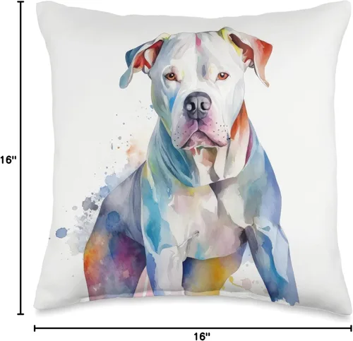 Miniatura 4 de Charming Watercolor Dog Art Dogo Argentino Dogo Argentino - Almohada colorida con diseño de acuarela, 16 x 16 pulgadas, multicolor