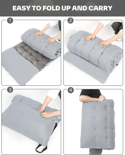 Miniatura 4 de Sportneer Colchón para cuna: 1.5-2 pulgadas de grosor suave almohadilla de colchón para cuna - 75 x 28 pulgadas plegable cuna cubierta con correas