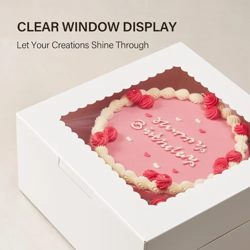 Miniatura 3 de Kootek 15 cajas para tartas, caja de pastel de 10 x 10 x 5 pulgadas con ventana, cajas blancas para hornear, cajas grandes para hornear, caja